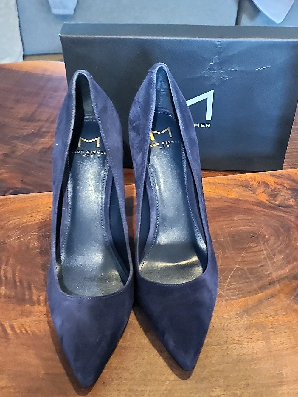 Marc Fisher LTD Zala Block Heel Pointy Toe Pump Purple